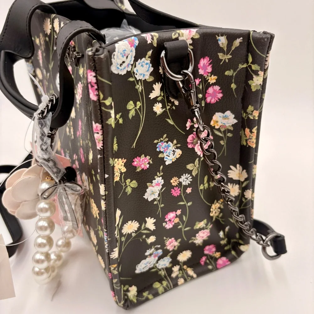 Luv Betsey by Betsey Johnson LBZION Black Floral‎ Satchel Crossbody Bag  NEW